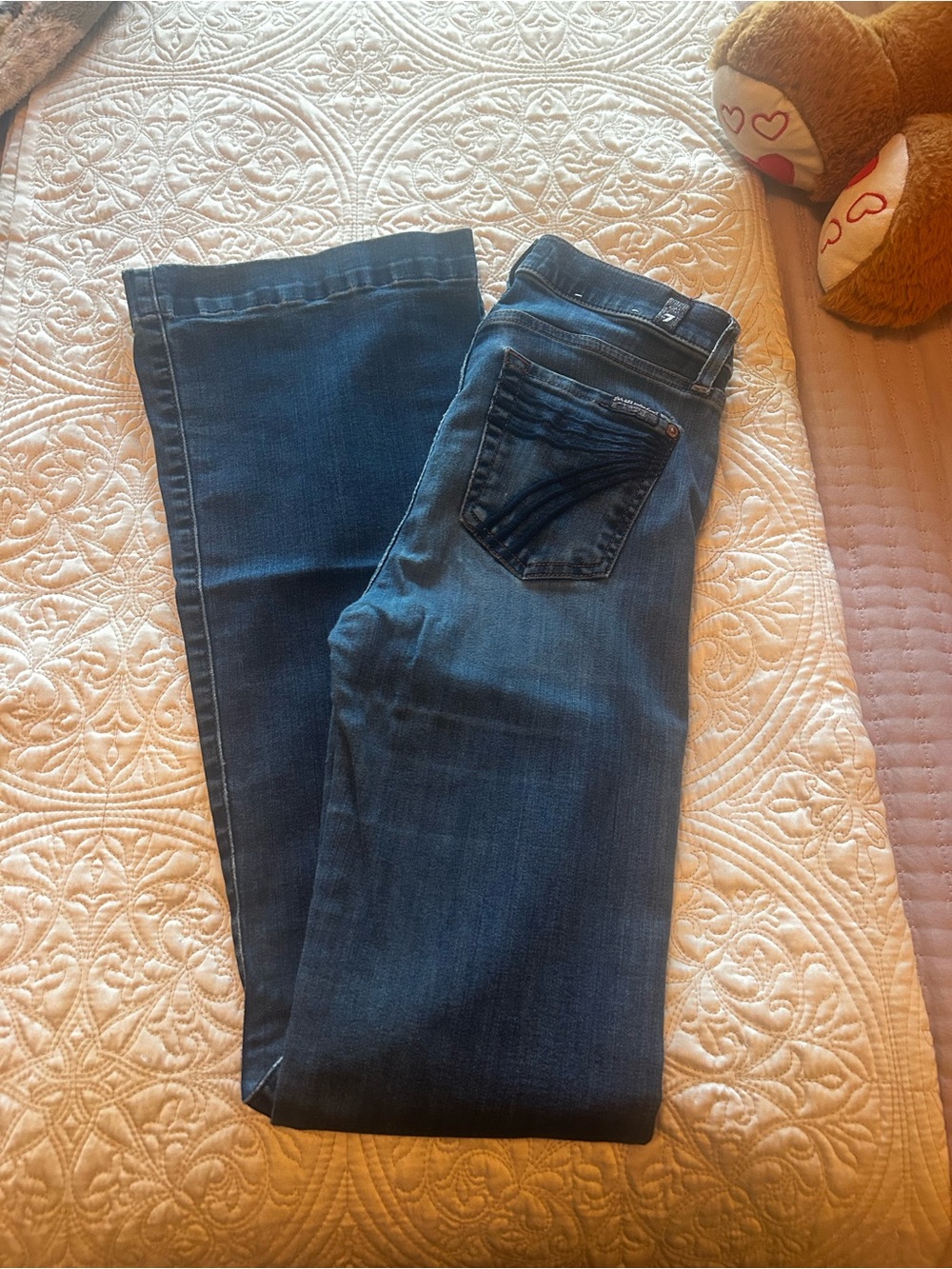 7 For All Mankind Dark Blue Wide Leg Jeans Tailorless